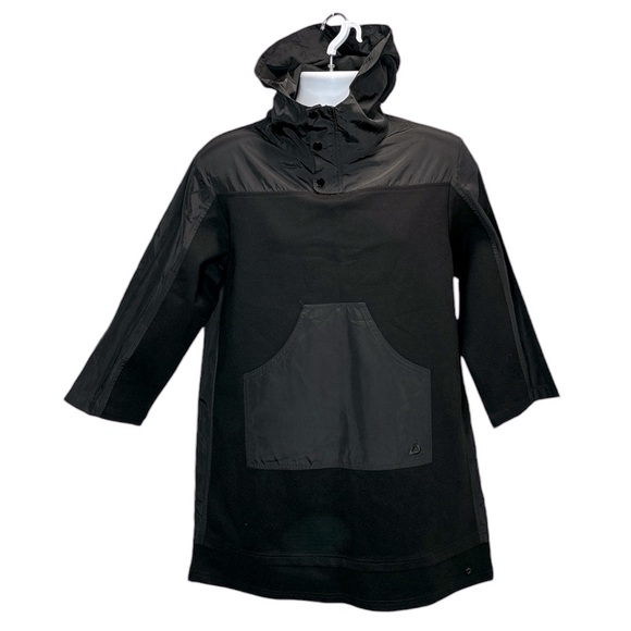 Control Sector Black Pullover Hooded Tunic Shirt Size M Front Pouch Korean Style - Picture 1 of 9